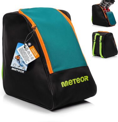 Чохол для лижних черевиків Meteor 42x42x30 см - рюкзак для лиж, черевиків, шолома та аксесуарів. Міцний, водостійкий, з поліестеру 600D, з ручками, для зберігання лижного спорядження. Зелений / Чорний