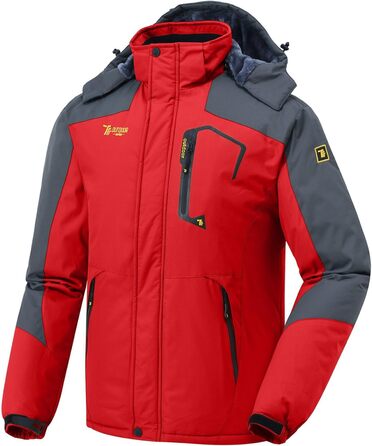 Чоловіча зимова куртка Jacken з флісовою підкладкою, водонепроникна, дихаюча, тепла, вітрозахисна, софтшелл, знімний капюшон, червона, XL