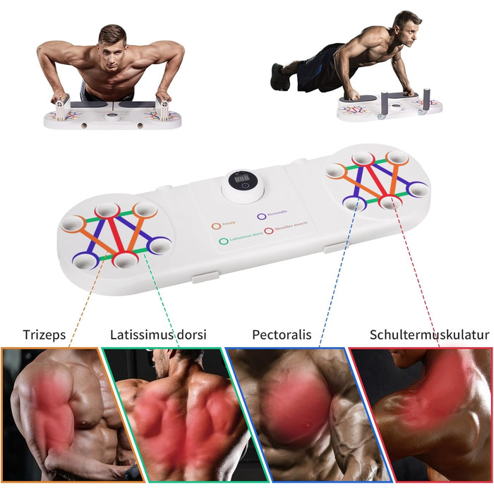 Набір для віджимань Dnkelar 3-в-1, фітнес-дошка для тренування всього тіла, з ручками для віджимань та еспандером, обладнання для дому, білий