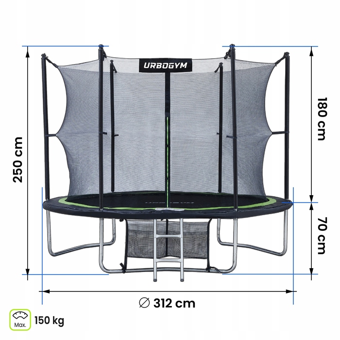 Батут із сіткою Urbogym 312 см FT 10 (304-312 см)