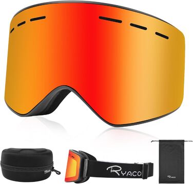 Гірськолижна маска Ryaco з магнітною лінзою, антифог, OTG, для окулярів, UV-захист, висока чіткість, снігова маска для чоловіків, жінок, підлітків і дітей, синя