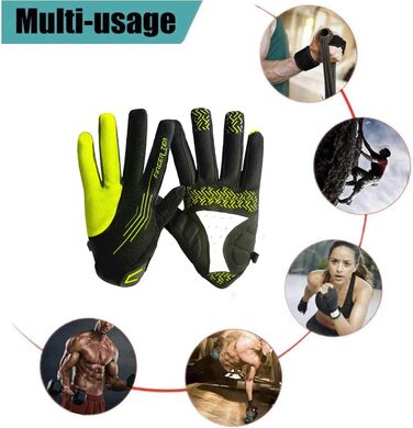 Велосипедні рукавички FINGER TEN для чоловіків, MTB рукавички з гелевою амортизацією, захист від ковзання, походи, гірський велосипед, унісекс, зелені, повні пальці