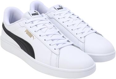 Чоловічі шкіряні кросівки Puma Smash 3.0 L чорні (White Black Gold), 37 EU