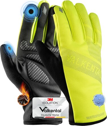 Водонепроникні велосипедні рукавички Vakenta® з ізоляцією 3M | З наповнювачем та зчепленням | Зимові та перехідні рукавички [Чоловічі та жіночі] з функцією сенсорного екрану - GoRider | Для перехідного періоду (до 6°C, 2-шарові) (Жовті, XL, Зима (до -4°C,