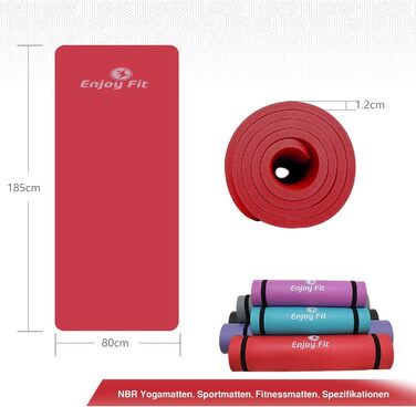Фітнес-мат Yoga NBR 185x80 см червоний, спортивний килимок