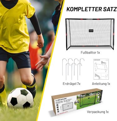 Футбольні ворота Dunlop 300x200x120 см для саду, для дітей та дорослих, металеві, чорні/червоні, для тренувань у приміщенні та на вулиці