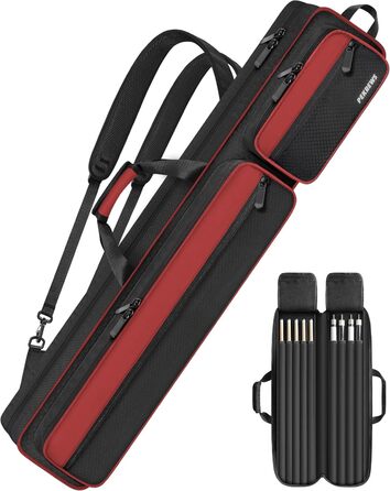 Чохол для більярдної ку́ли, 4x5, для 4 баттів та 5 штиків, м'яко стьобаний, з регульованим плечовим ременем (Червоний/Чорний)