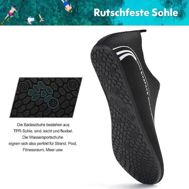 Шкарпетки для плавання та водних видів спорту Sixspace, чорні, розмір 34-47