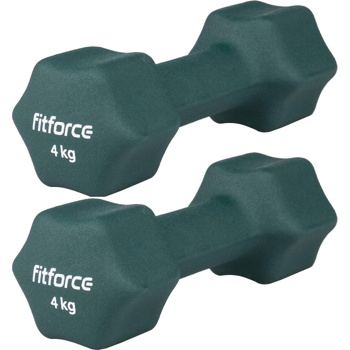 Гантелі ARCORE Fitforce 4 кг оливкові, неопринові, антиковзкі, набір для фітнесу, тренувань, силових вправ, для жінок, чоловіків і дітей