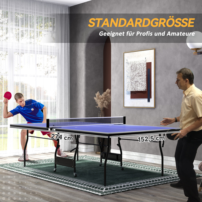 Складаний стіл для настільного тенісу середнього розміру з сіткою, 3 м'ячами та ігровим полем товщиною 12 мм