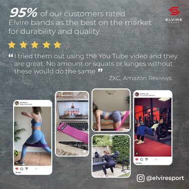 Фітнес-гумки ELVIRE SPORT (3 шт.) - тренувальні гумки для стегон, сідниць та ніг | Гумки для йоги, пілатесу, кросфіту | Для чоловіків та жінок, рожевий та фіолетовий