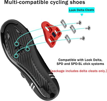Велотуфлі для чоловіків та жінок, сумісні з Peloton, для занять у залі та на відкритому повітрі, з шипами Delta, білі (43 EU, чорні)