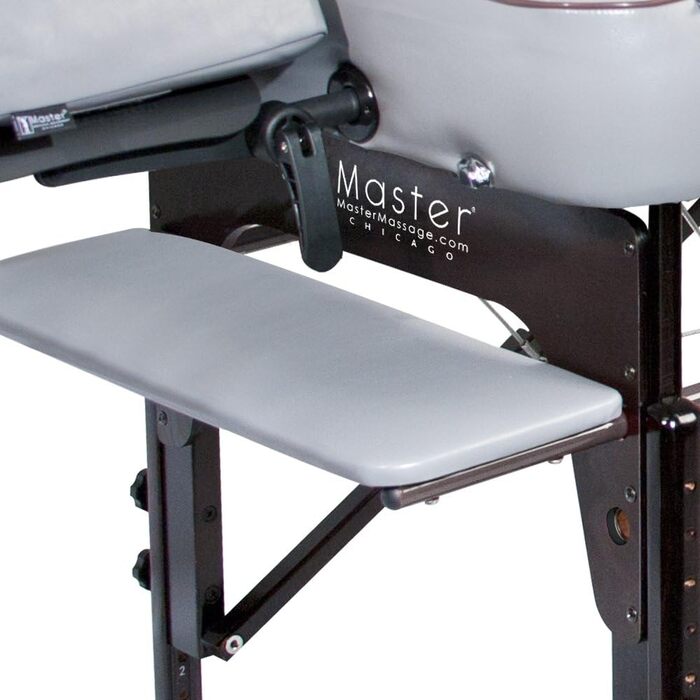 Складаний масажний стіл Master Massage Montour 71 см, дерев'яний, сірий, мобільний, з Reiki-панелями, для косметології та терапії, люкс-якість