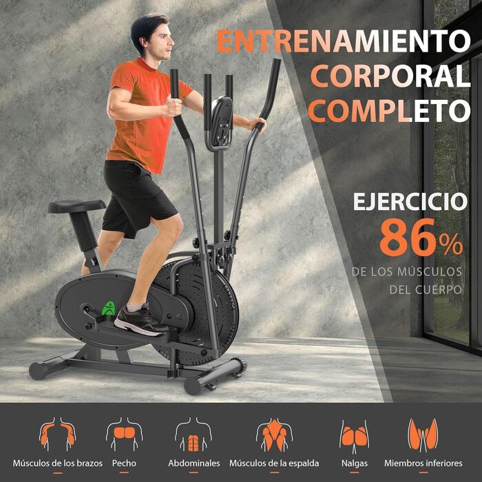 Еліптичний тренажер Neezee 2-в-1 для дому: крос-тренажер та степер з LCD-монітором, регульованим опором, чорний (макс. вага 120 кг)