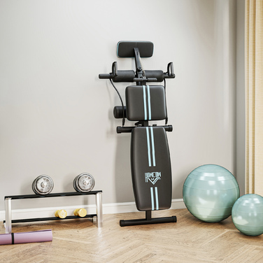 Регульована лава для тренувань, складна, з 7 положеннями спинки, витримує до 120 кг, синя