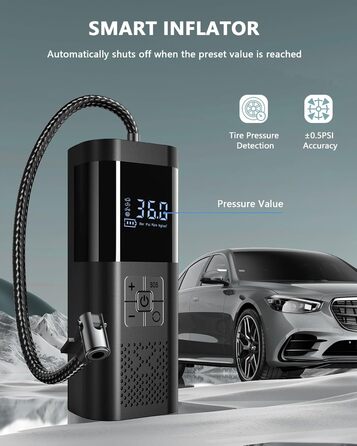 Електричний компресор для шин SERVOMASTER: велосипед, авто, мото, м'ячі. Акумуляторний, 150 PSI, з усіма насадками.