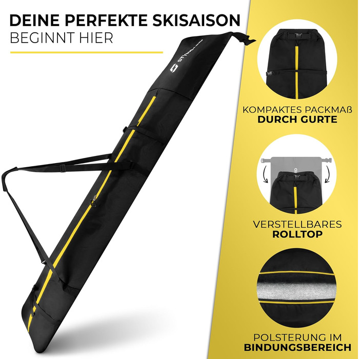 Чохол для сноуборду STYNGARD Whistler з ролтопом (140-190 см) - чорно-жовтий, водонепроникний