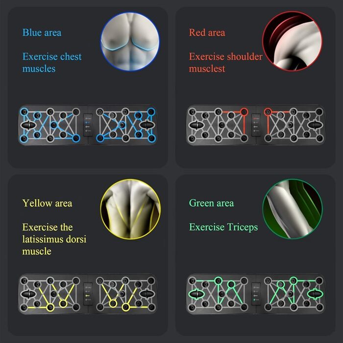 Дошка для віджимань Push Up Board 17 в 1, складана, чорна з еластичним тросом