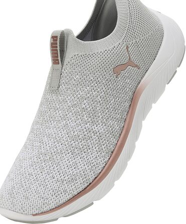 Жіночі кросівки Puma Softride Remi Slip-on Knit — вузкові бігові кеди для вулиці, сірі з білим та рожевим золотом, розмір 39 EU