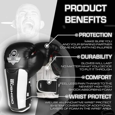 Боксерські рукавички DBX Bushido Sport ActiveClima 12oz для чоловіків – для боксу, кікбоксингу, бойових мистецтв