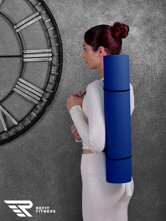 Килимок для йоги Perfect-Fit 190 x 60 x 0,6 см [GeckoGrip & Sensi-Plus TPE] - Нековзний, без шкідливих речовин + ремінь для перенесення - Спортивний килимок для гімнастики, фітнесу. Виберіть колір: блакитний, бежевий