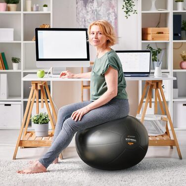 Фітбол MANTRA SPORTS для фітнесу, йоги та офісу. Чорний, розмір L (161-178 см)