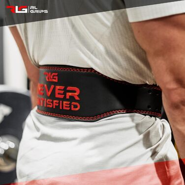 RL Grips® Шкіряний пояс для фітнесу та важкої атлетики — ортопедичний тренувальний пояс для спини, для пауерліфтингу, бодібілдингу, кросфіту, з м'якою підтримкою попереку