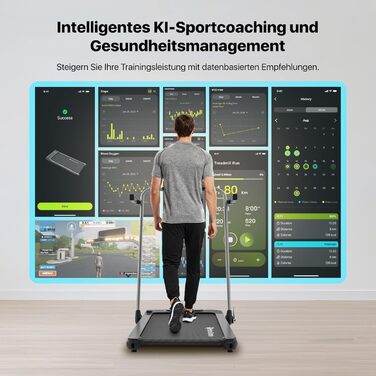 Електричний біговий тренажер Mobvoi Home Laufband SE з AI, 2.5 PS, 12 км/год, компактний, складний, з пультом, для дому, сумісний з TicSports APP, до 120 кг, срібний