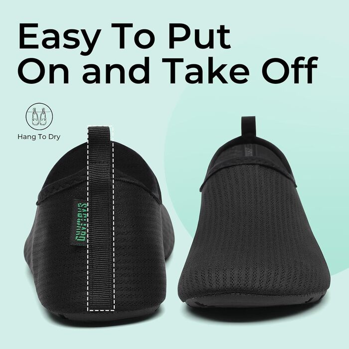 Чоботи для плавання чоловічі/жіночі, аквашузи, пляжні чоботи, швидковисихаючі, з неопрену, розмір 37-47 (38/39 EU), колір: Чорний