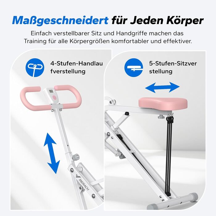 MERACH 2-в-1 тренажер для присідань та тяги, складаний, для тренування сідниць, ніг та корпусу, 10 хв збірки, максимальне навантаження 160 кг (білий, R07)