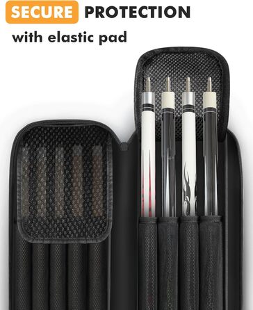 Чохол для більярдного кия, 10 x 13 см, з кількома кишенями, для 4 київ, 5 аксесуарів, з підкладкою, м'який та міцний, з регульованими плечовими ременями, чорний (для чоловіків та жінок)