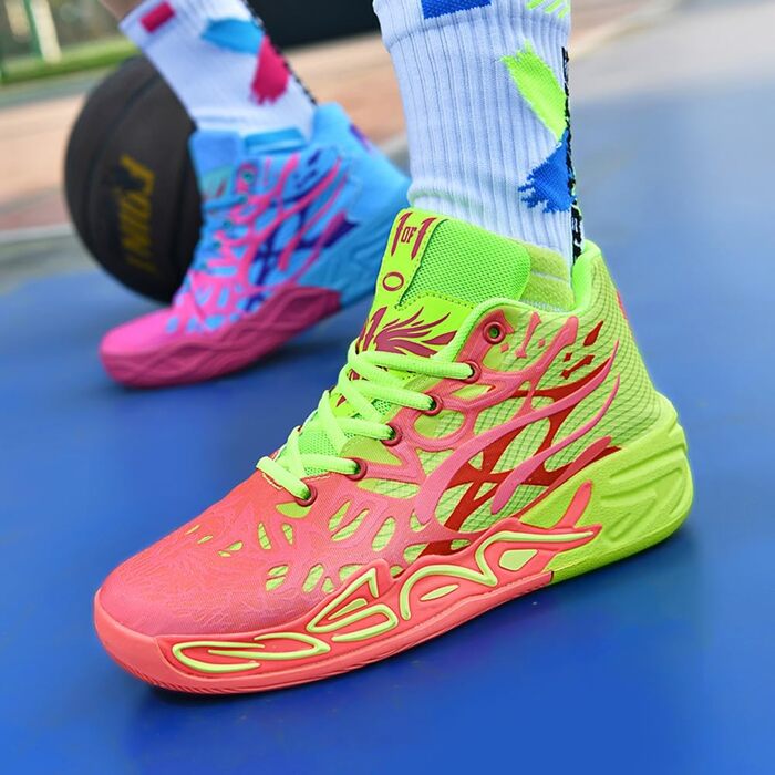 Баскетбольне взуття для чоловіків, антиковзаюче, зносостійке, модне спортивне взуття, великі розміри, червоно-зелене (41 EU, Yuanyang)