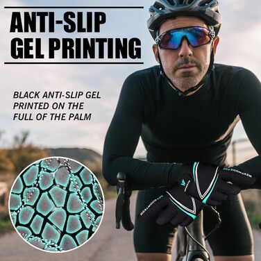 Велосипедні рукавички WESTWOOD FOX з посиленням, антиковзні, для сенсорного екрану, амортизуючі, для гірського велосипеда, шосе, перегонів, їзди та спорту, для чоловіків та жінок, розмір L, блакитний