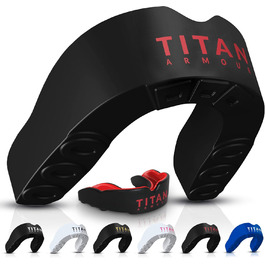 Захист зубів Titan Armour® з двошаровою технологією, для дорослих та підлітків, індивідуальний захист ротової порожнини, включає захист, Boil & Bite, бокс, регбі, MMA, хокей, вік 11+ Червоний