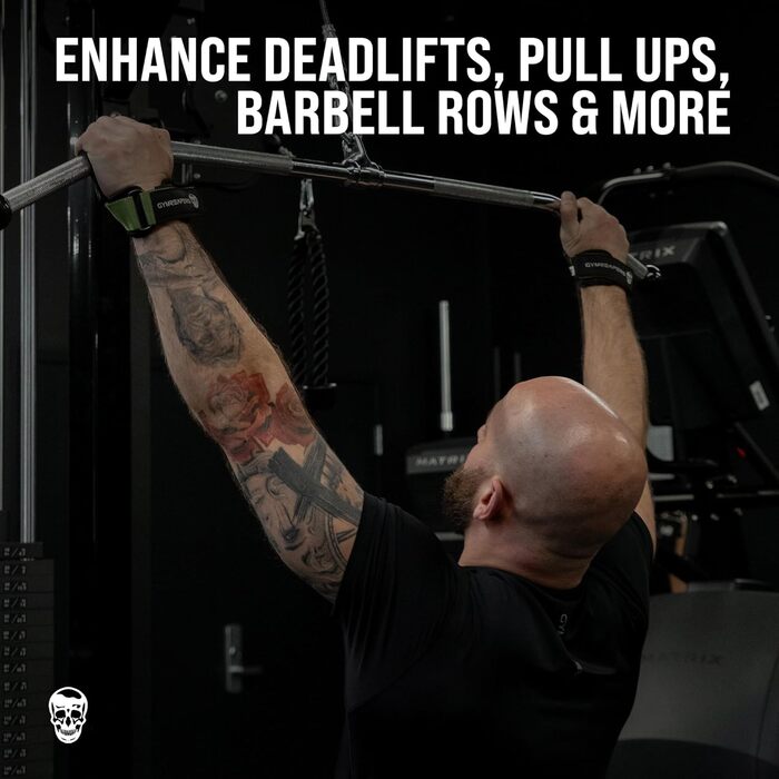 Набори важезних руків'їв Gymreapers для важкої атлетики, пауерліфтингу, тяги, підтягувань (пара) з неопреновими накладками, підтримкою для зап'ястя та гумовими рукавичками/ремнями (Ranger Green, M)