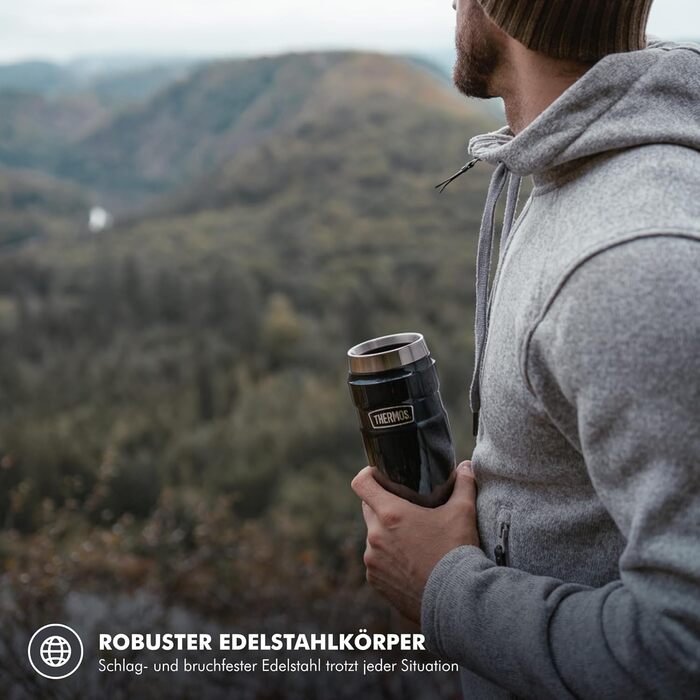 Термос нержавіючий Thermos Stainless King 0.47л червоний для кави та чаю. Зберігає тепло 7 год, холод 18 год. Без BPA