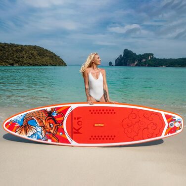 Надувна SUP-дошка FunWater з аксесуарами: рюкзак, ручний насос, страховочна лінія, 3 знімні плавники, регульоване плаваюче весло