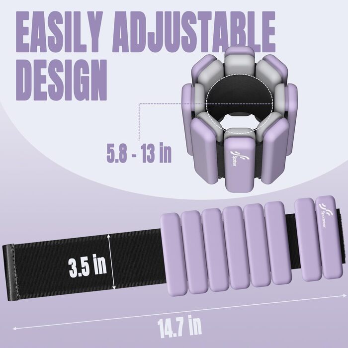 Набір манжет для ніг Sportneer 2 шт. (0,5 кг та 1 кг) для йоги, танців, аеробіки, фітнесу, ліловий