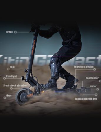 Електросамокат KUKIRIN G2 Master для дорослих, 52V 20,8Ah, запас ходу 70 км, 20 км/год, 500W, гідравлічна підвіска, 10'' всюдихідні шини