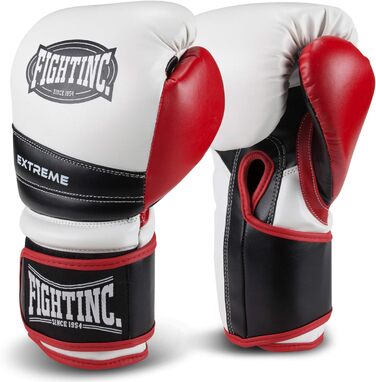 Боксерські рукавички Fightinc Extreme 12 Oz, білі/червоні/чорні, для боксу, кікбоксингу, муай-тай, MMA