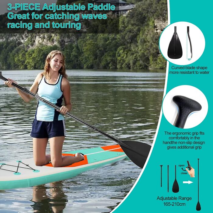 Надувний SUP Board для дітей та дорослих (320/335x84x15 см) з аксесуарами, до 200 кг, м'ятний колір