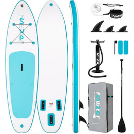 Надувний SUP Борд FunWater 320CM – Комплект для Сапбордингу: Весло, Рюкзак, 3 Ласти, Насос, Леєра. Підходить для початківців та досвідчених. 10' 6 – Оранжевий/Білий