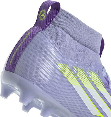 Дитячі футбольні бутси adidas F50 SPARKFUSION League W для штучного та твердого покриття, розмір 31.5 EU, фіолетовий, лимонний, пурпурний кольори