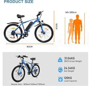 Електровелосипед COLORWAY 26'' з мотором 250W, акумулятором 36В/15А·год, спицевими колесами, для дорослих, дальність 45-100 км