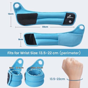 Набір вантажів для зап'ястя Sportneer (2 шт.) з петлями для великого пальця, синій
