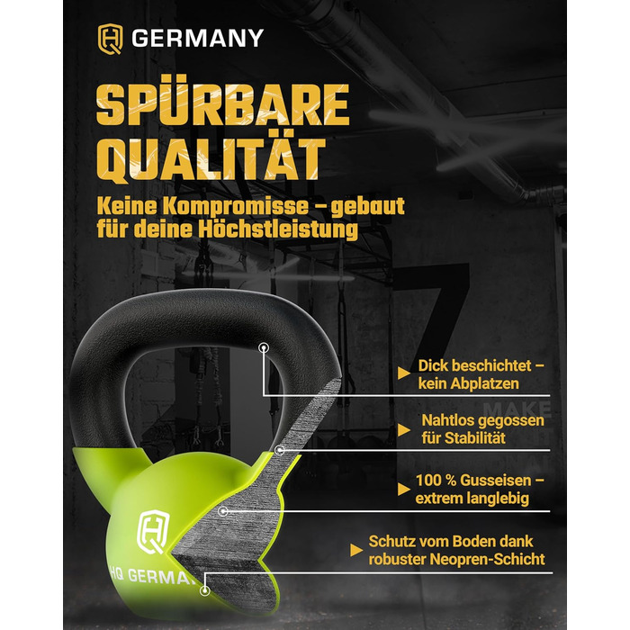 Гантель-гиря з неопрену HQ Germany® | Чавунний литник | 2-32 кг | Стартові набори | Точність ваги ±2,0%