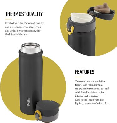 Термокружка з нержавіючої сталі Thermos, 470 мл, герметична, колір антрацит