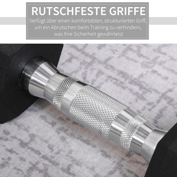 HOMCOM Набір гантелей у формі шестикутника, 2 шт. Гантелі з рифленим руків'ям, набір штанг з чавуну, 2 x 4 кг, гантелі для чоловіків та жінок, для дому, спортзалу, силових тренувань