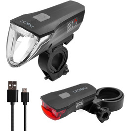 Фронтліхтар Nean CREE LED з акумулятором, світлодіодний велосипедний ліхтар з авторегулюванням та стоп-сигналом, 60 люкс, 6 cd, StVZO, велосипедна лампа, фара, задній ліхтар