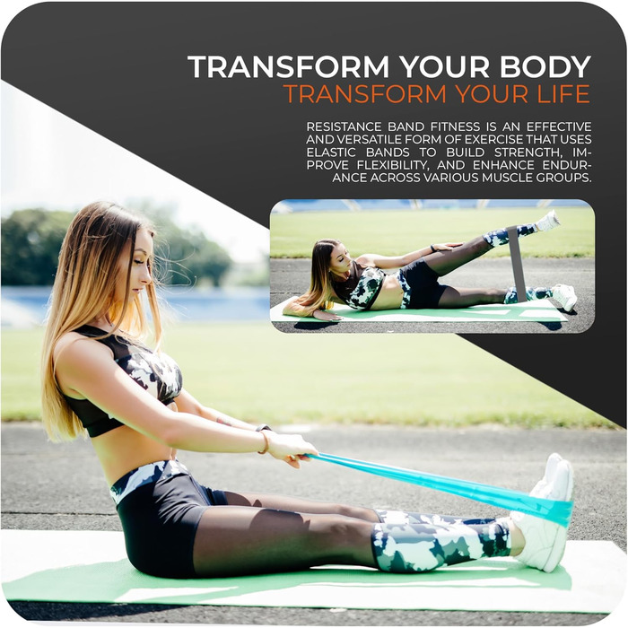 Фітнес-еластичні стрічки з 5 рівнями опору, латексні фітнес-стрічки для м'язів, Pilates, Yoga, тренувань вдома та в спортзалі, фіолетовий колір для різних рівнів опору (сірий)